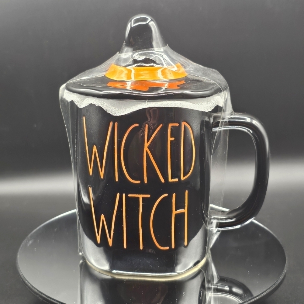 Rae Dunn Wicked Witch Mug Black Halloween with Witch Hat Topper